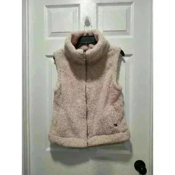 Tommy Hilfiger Faux Fur Vest Pink and Gold Fuzzy Vest Size Small‎ New with Tags - Picture 1 of 15